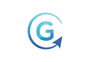 attività commerciale lettera g con freccia grafico logo vettore icona illustrazione