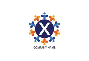 persone con lettera X logo design concetto modello vettore