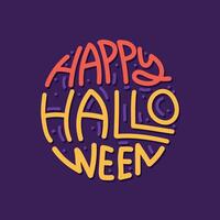 contento Halloween gratuito mano lettering vettore tipografia su il giro forma concetto. Halloween, striscione, manifesto, logo, elementi, saluto carta, t camicia design
