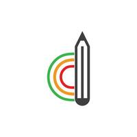 lettera d colorato matita creativo simbolo vettore