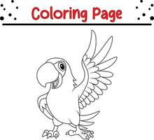 contento pappagallo uccello colorazione pagina. nero e bianca vettore illustrazione per un' colorazione libro.