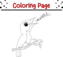 carino uccello cantando colorazione pagina per bambini. vettore