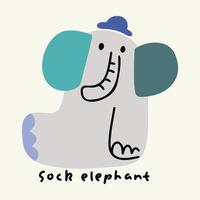 creativo mano disegnato carino cartone animato animale elefante illustrazione vettore