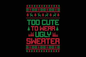 pure carino per indossare brutto maglione brutto Natale design vettore
