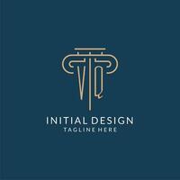 iniziale lettera vq pilastro logo, legge azienda logo design ispirazione vettore
