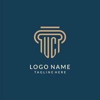 iniziale uc pilastro logo stile, lusso moderno avvocato legale legge azienda logo design vettore