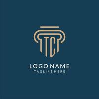 iniziale tc pilastro logo stile, lusso moderno avvocato legale legge azienda logo design vettore