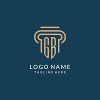 iniziale gb pilastro logo stile, lusso moderno avvocato legale legge azienda logo design vettore