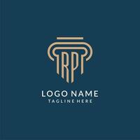 iniziale rp pilastro logo stile, lusso moderno avvocato legale legge azienda logo design vettore