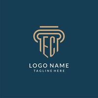 iniziale ec pilastro logo stile, lusso moderno avvocato legale legge azienda logo design vettore