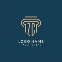 iniziale zc pilastro logo stile, lusso moderno avvocato legale legge azienda logo design vettore