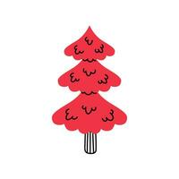 rosso Natale abete albero scarabocchio vettore