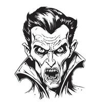 vampiro testa cartone animato schizzo mano disegnato Halloween vettore illustrazione