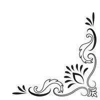 magro linea Vintage ▾ angolo. medievale periodo di il vittoriano dinastia. fantasia nero monogramma telaio design elemento astratto icona collezione fiore semplice simbolo vettore