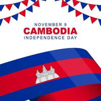 Cambogia indipendenza giorno è celebre ogni anno su novembre 9, manifesto design con cambogiano bandiera vettore