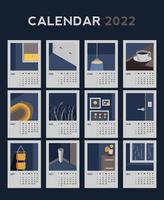 calendario 2022 modello minimalista vettore