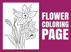 pagina del libro da colorare floreale per adulti e bambini. pagina da colorare vettore