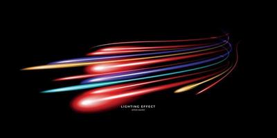vettore di scie luminose colorate con effetto motion blur.