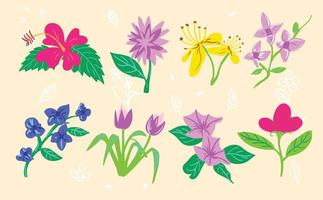 fiori illustrazione set disegno vettoriale