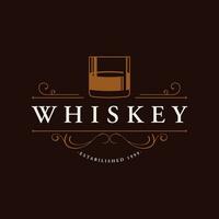 Bourbon whisky logo design con lusso retrò Vintage ▾ decorazione. per etichette, distintivi, barre, ristoranti. vettore