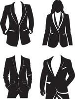 blazer vettore silhouette nero colore 3