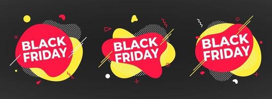 3 black friday poster o banner modello di progettazione illustrazione vettoriale. vettore