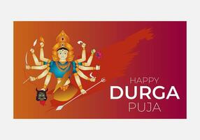 dea Durga viso nel contento Durga puja vettore