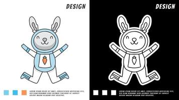 cosmonauta coniglietto che galleggia nello spazio. illustrazione per t shitr vettore