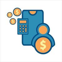 icona finanza mobile, smartphone con icona soldi vettore