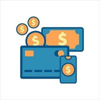 carta di credito con icona dei soldi. icona finanziaria vettore