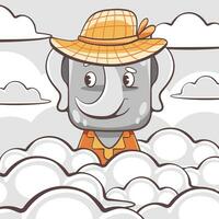 vettore carino elefante nel il nuvole nel cartone animato stile.