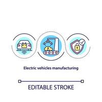 icona del concetto di produzione di veicoli elettrici. vettore