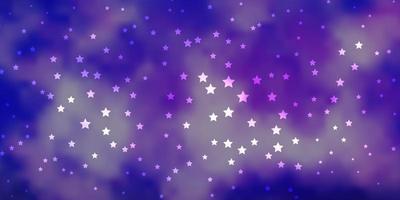 layout vettoriale viola scuro con stelle luminose.