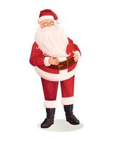 Santa Claus vettore illustrazione nel cartone animato stile. Natale vettore illustrazione. smilling Santa Claus personaggio Tenere mani su il suo pancia.