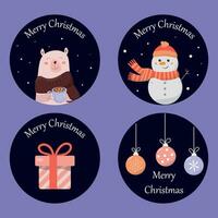 collezione di etichette badge per Natale celebrazione, allegro Natale vettore