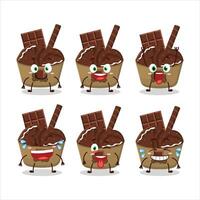 cartone animato personaggio di ghiaccio crema cioccolato con Sorridi espressione vettore