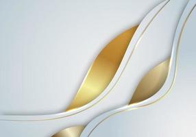 modello elegante sfondo bianco e onda dorata con linea oro vettore