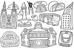 oggetto della città di jakarta in stile doodle vettore