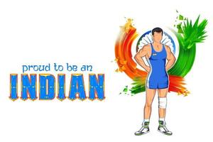wrestler indiano sportivo che lotta nel campionato vettore