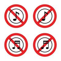 proibire musica icona vettori su un isolato sfondo.