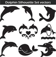 delfino pesce silhouette vettore impostato