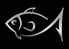 minimalista argento pesce vettore arte design isolato su nero sfondo