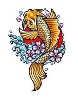 koi pesce giapponese arte del tatuaggio vettore