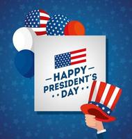felice giorno del presidente con cappello e palloncini elio vettore