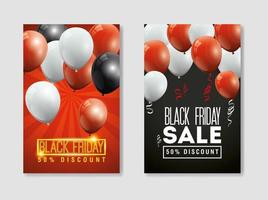 set poster black friday con palloncini decoro elio vettore