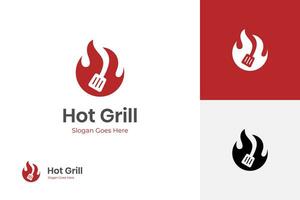 semplice grigliato barbecue logo, retrò bbq vettore elementi, fuoco griglia cibo e ristorante icona design