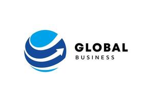attività commerciale logo modello. globo e freccia logo è adatto per globale azienda, mondo tecnologie, media e pubblicità agenzie vettore