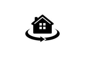 Casa con rotazione freccia icona simbolo design. 360 grado pieno Visualizza concetto vettore