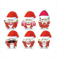 Santa Claus emoticon con ghiaccio crema vaniglia tazza cartone animato personaggio vettore