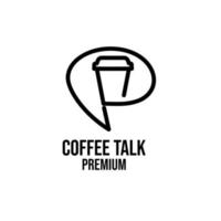 caffè premium parlare semplice logo nero design isolato sfondo vettore